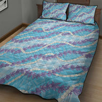 Blue Hawaii Palaka Honohono Pikake Quilt Bed Set Hawaiian Orchid Lei Polynesian Pattern LT14 - Polynesian Pride