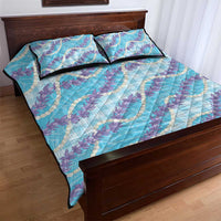 Blue Hawaii Palaka Honohono Pikake Quilt Bed Set Hawaiian Orchid Lei Polynesian Pattern LT14 - Polynesian Pride