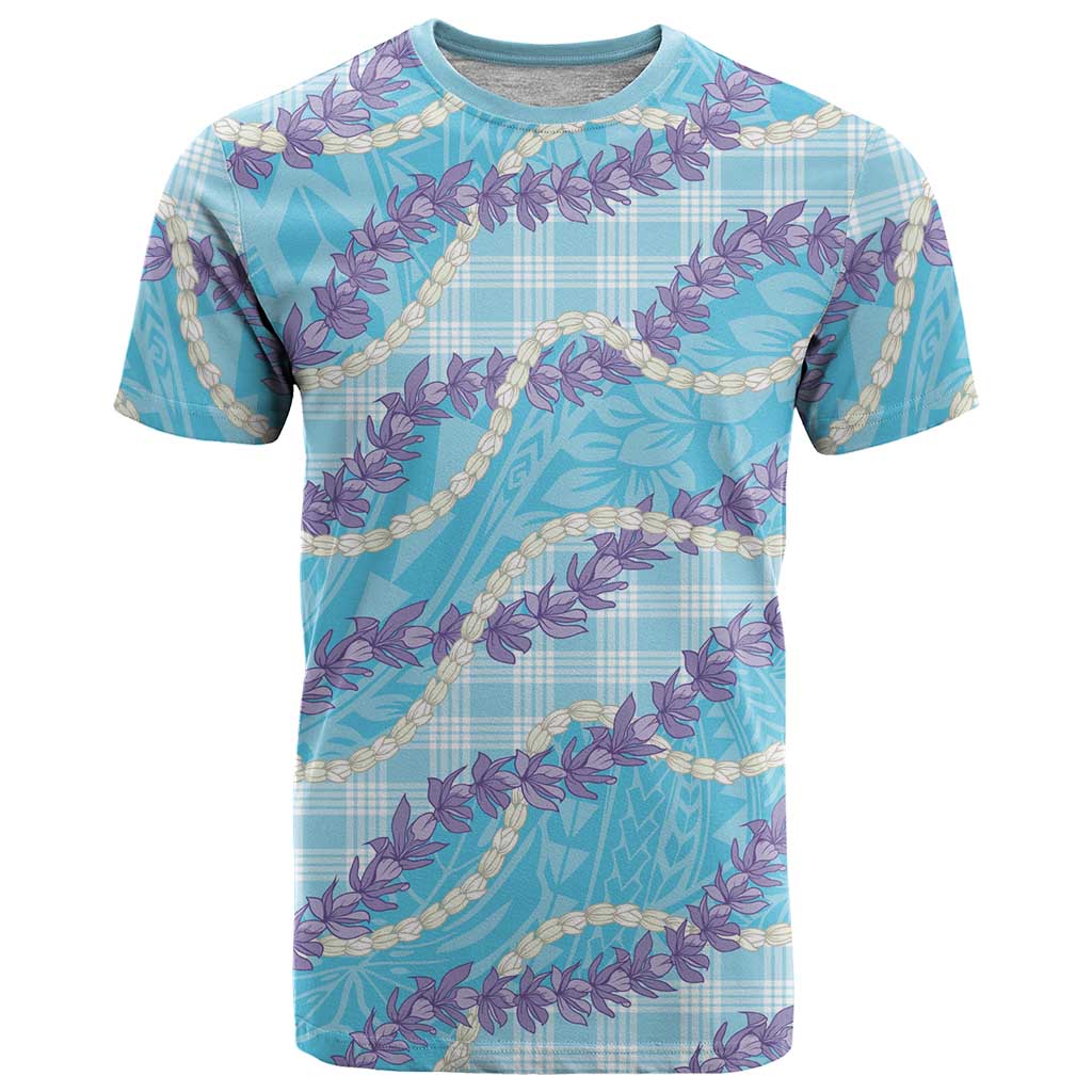 Blue Hawaii Palaka Honohono Pikake T Shirt Hawaiian Orchid Lei Polynesian Pattern LT14 Blue - Polynesian Pride