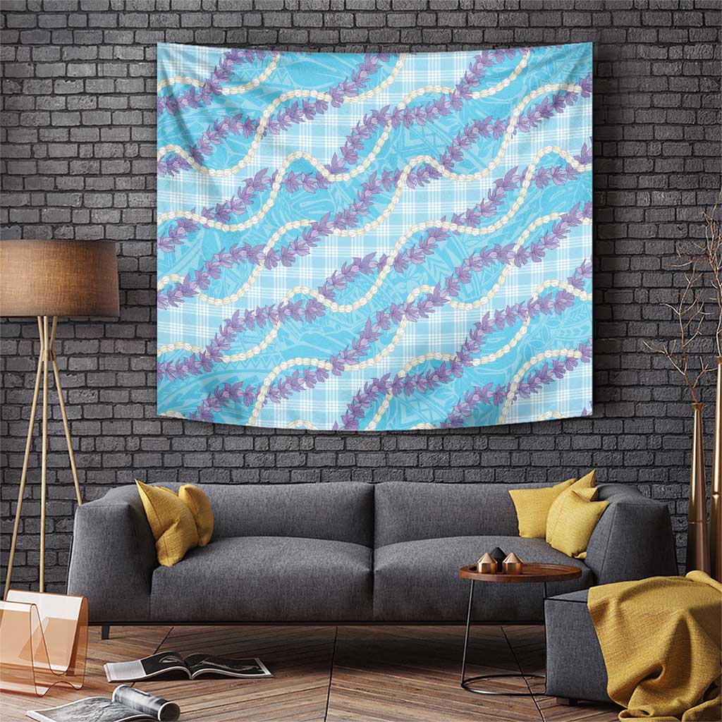 Blue Hawaii Palaka Honohono Pikake Tapestry Hawaiian Orchid Lei Polynesian Pattern LT14 Blue - Polynesian Pride