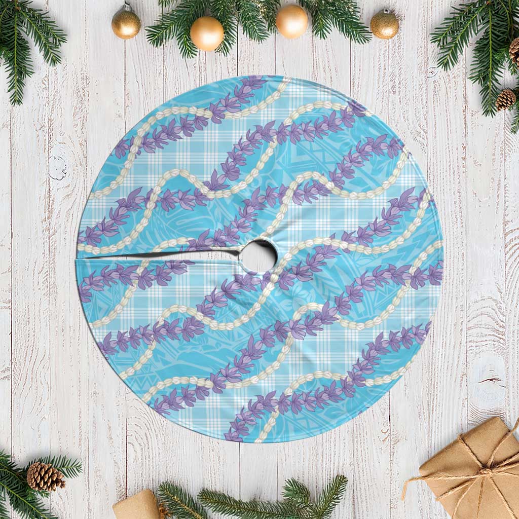 Blue Hawaii Palaka Honohono Pikake Tree Skirt Hawaiian Orchid Lei Polynesian Pattern LT14 Casual Blue - Polynesian Pride