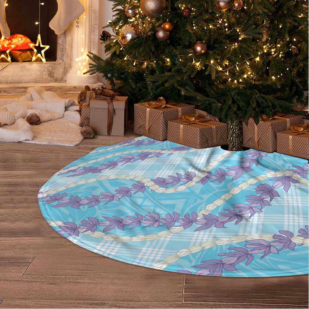 Blue Hawaii Palaka Honohono Pikake Tree Skirt Hawaiian Orchid Lei Polynesian Pattern LT14 - Polynesian Pride