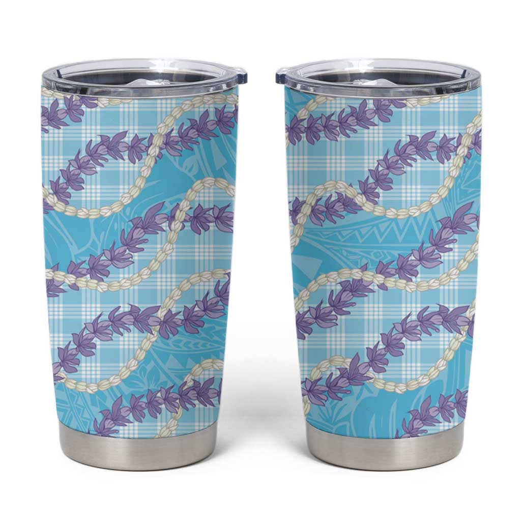 Blue Hawaii Palaka Honohono Pikake Tumbler Cup Hawaiian Orchid Lei Polynesian Pattern LT14 Blue - Polynesian Pride