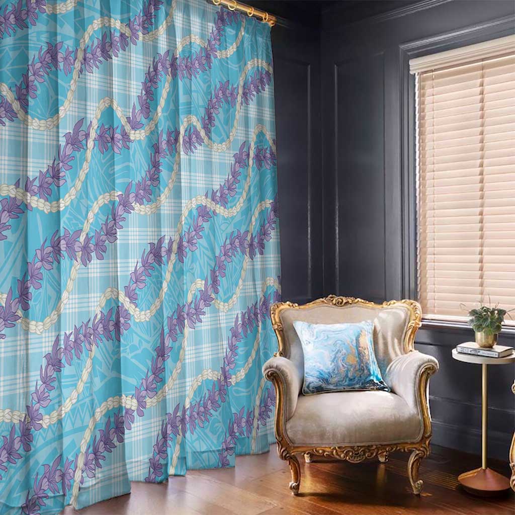 Blue Hawaii Palaka Honohono Pikake Window Curtain Hawaiian Orchid Lei Polynesian Pattern LT14 - Polynesian Pride