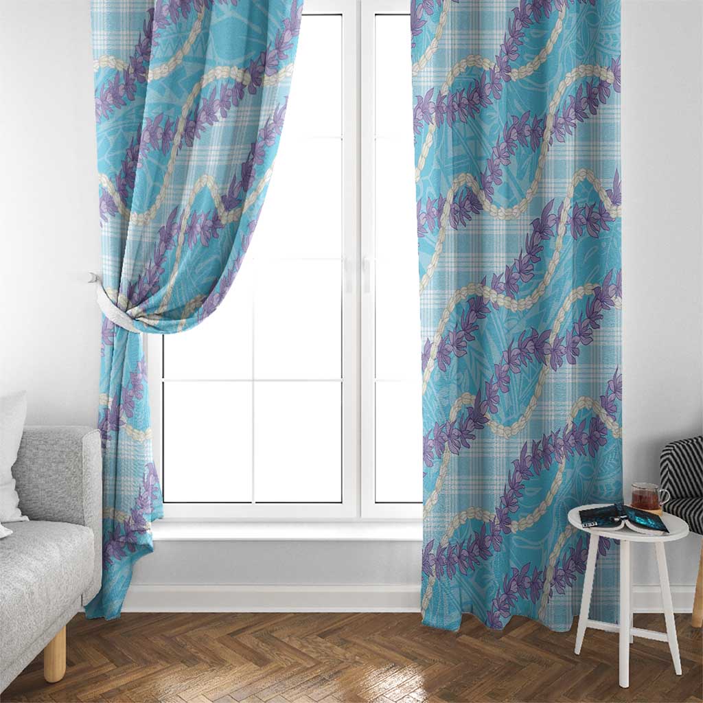 Blue Hawaii Palaka Honohono Pikake Window Curtain Hawaiian Orchid Lei Polynesian Pattern LT14 - Polynesian Pride