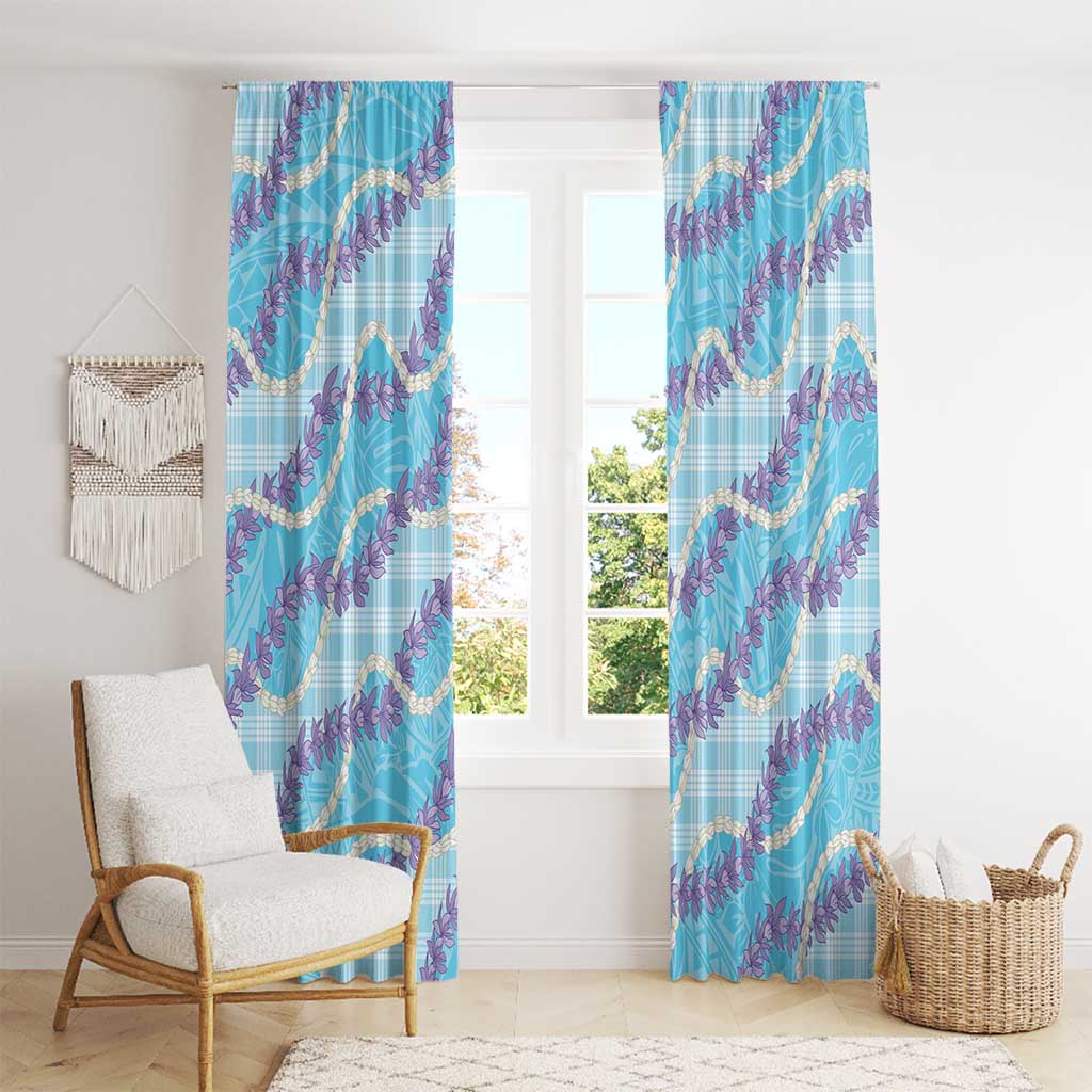 Blue Hawaii Palaka Honohono Pikake Window Curtain Hawaiian Orchid Lei Polynesian Pattern LT14 - Polynesian Pride
