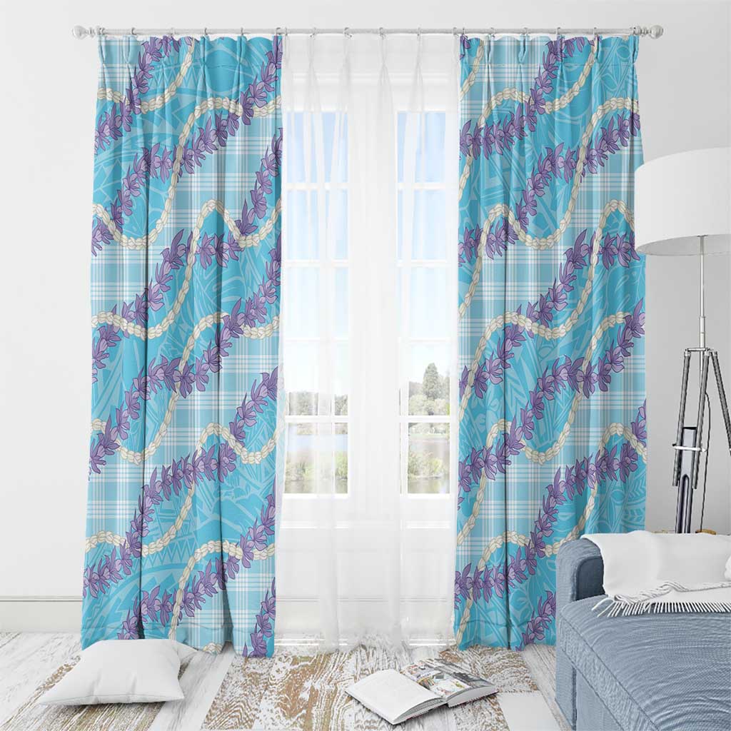 Blue Hawaii Palaka Honohono Pikake Window Curtain Hawaiian Orchid Lei Polynesian Pattern LT14 - Polynesian Pride