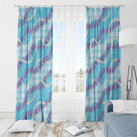 Blue Hawaii Palaka Honohono Pikake Window Curtain Hawaiian Orchid Lei Polynesian Pattern LT14 - Polynesian Pride