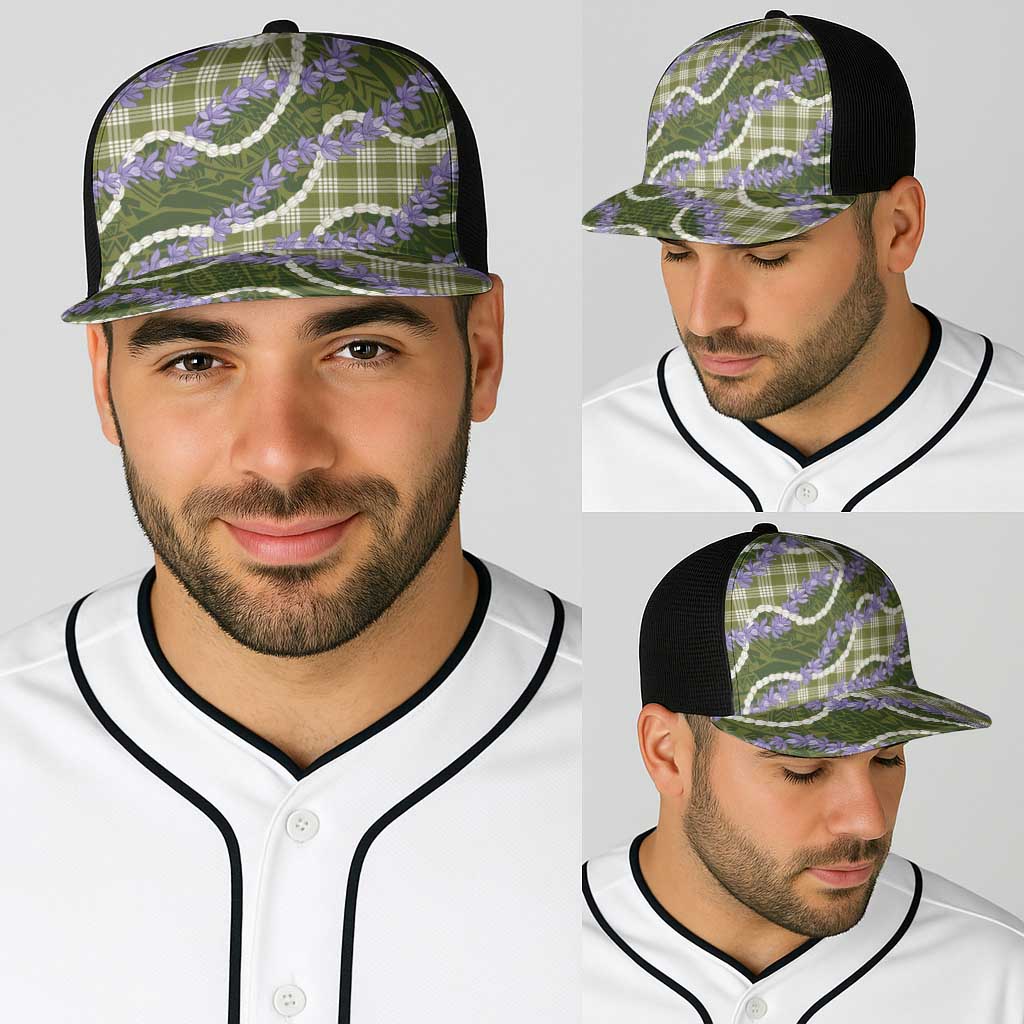 Green Hawaii Palaka Honohono Pikake Baseball Net Cap Hawaiian Orchid Lei Polynesian Pattern LT14 - Polynesian Pride