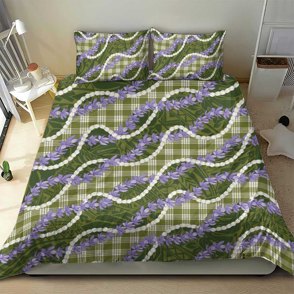 Green Hawaii Palaka Honohono Pikake Bedding Set Hawaiian Orchid Lei Polynesian Pattern LT14 - Polynesian Pride