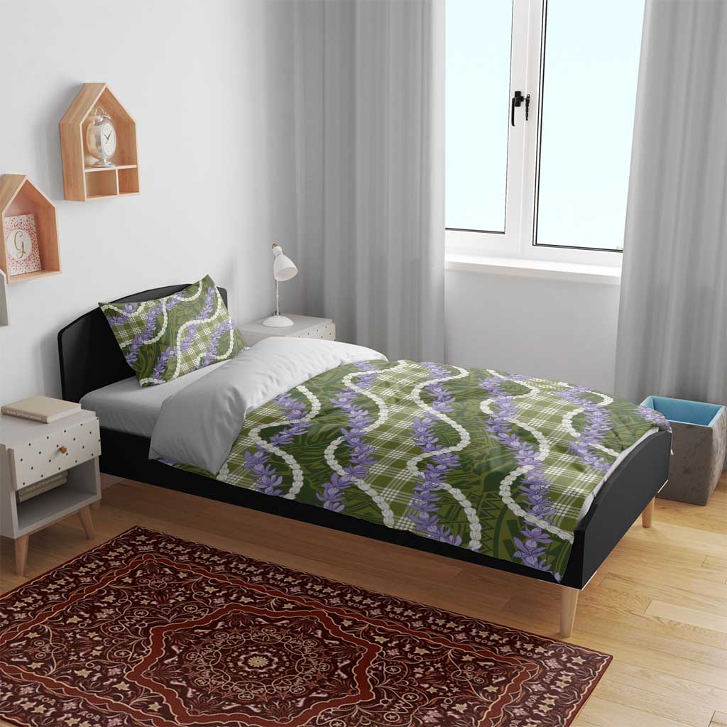 Green Hawaii Palaka Honohono Pikake Bedding Set Hawaiian Orchid Lei Polynesian Pattern LT14 - Polynesian Pride