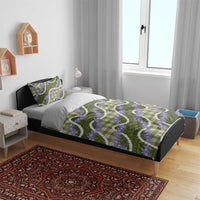 Green Hawaii Palaka Honohono Pikake Bedding Set Hawaiian Orchid Lei Polynesian Pattern LT14 - Polynesian Pride