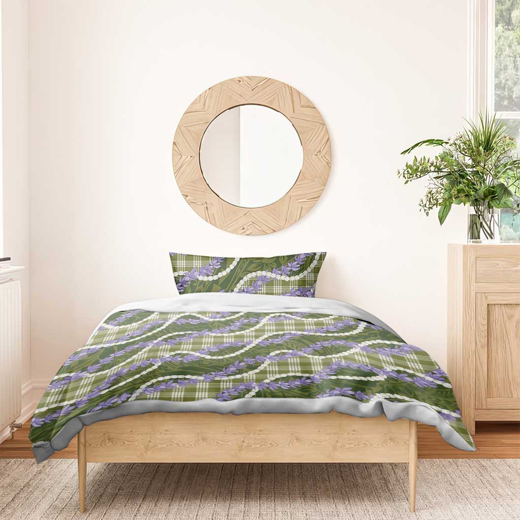 Green Hawaii Palaka Honohono Pikake Bedding Set Hawaiian Orchid Lei Polynesian Pattern LT14 - Polynesian Pride