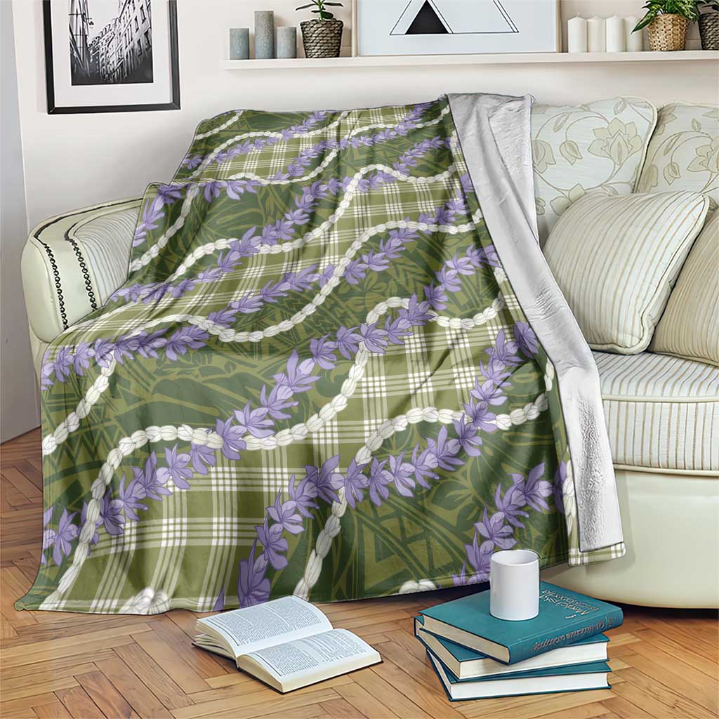 Green Hawaii Palaka Honohono Pikake Blanket Hawaiian Orchid Lei Polynesian Pattern LT14 Green - Polynesian Pride