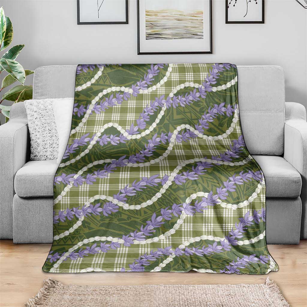 Green Hawaii Palaka Honohono Pikake Blanket Hawaiian Orchid Lei Polynesian Pattern LT14 - Polynesian Pride