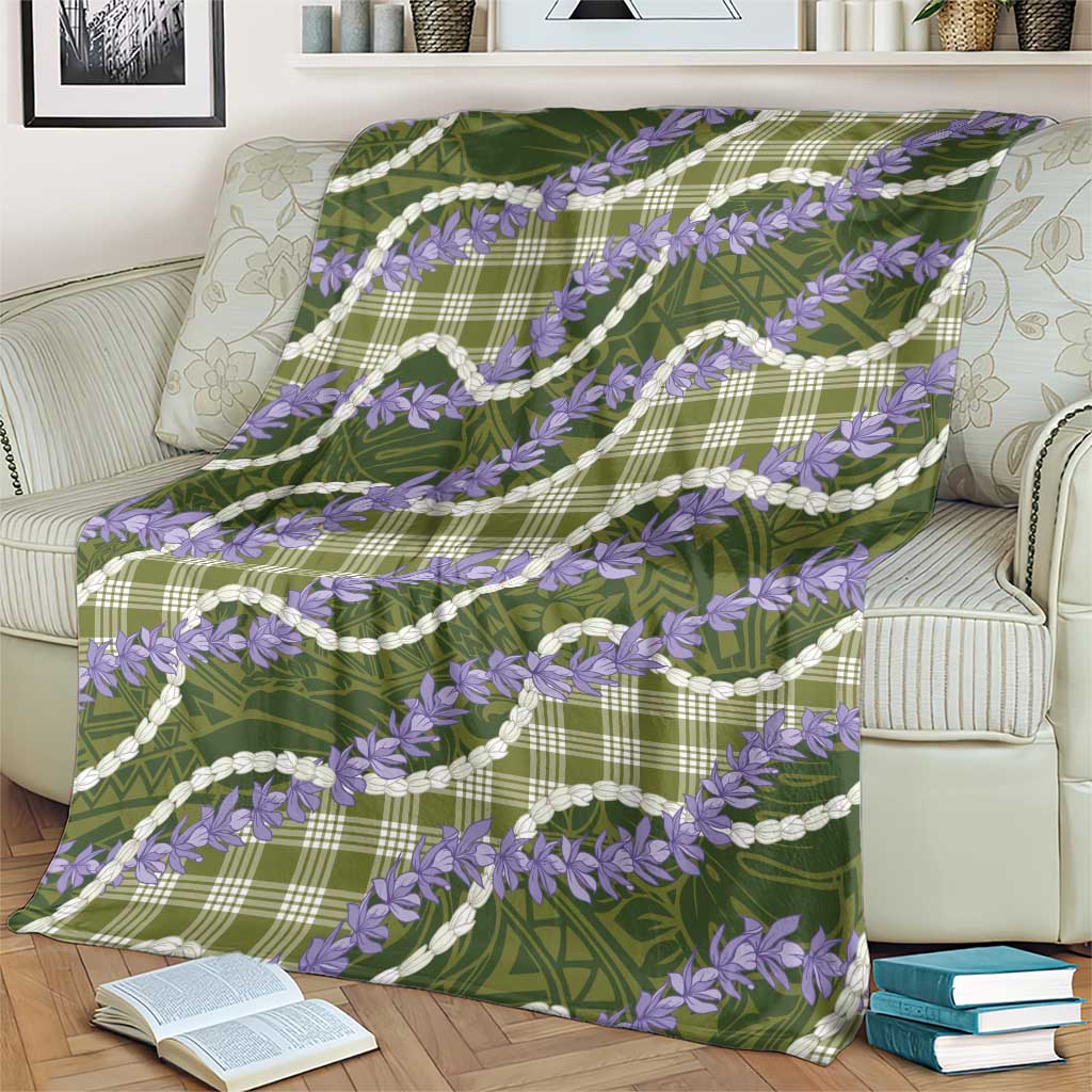 Green Hawaii Palaka Honohono Pikake Blanket Hawaiian Orchid Lei Polynesian Pattern LT14 - Polynesian Pride