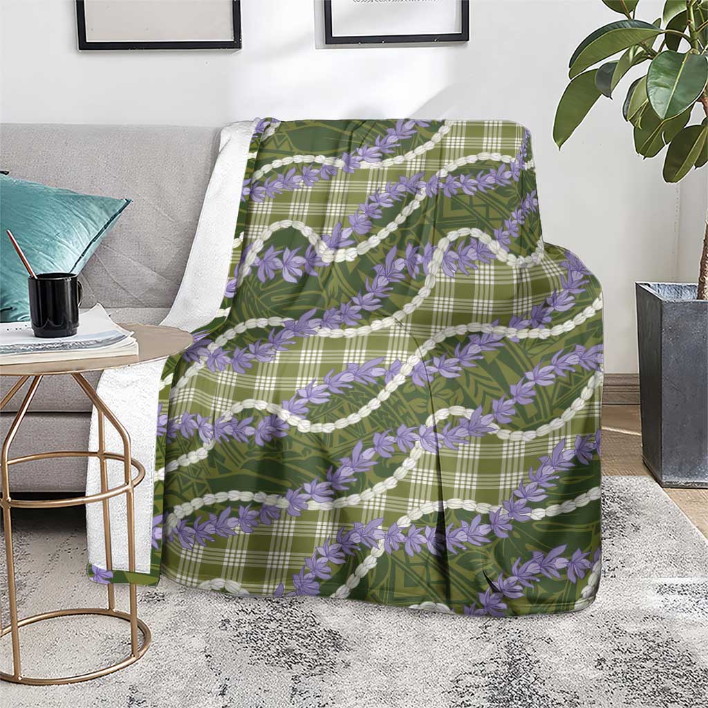 Green Hawaii Palaka Honohono Pikake Blanket Hawaiian Orchid Lei Polynesian Pattern LT14 - Polynesian Pride