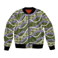 Green Hawaii Palaka Honohono Pikake Bomber Jacket Hawaiian Orchid Lei Polynesian Pattern LT14 Unisex Green - Polynesian Pride