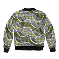 Green Hawaii Palaka Honohono Pikake Bomber Jacket Hawaiian Orchid Lei Polynesian Pattern LT14 - Polynesian Pride