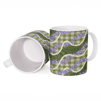 Green Hawaii Palaka Honohono Pikake Ceramic Mug Hawaiian Orchid Lei Polynesian Pattern LT14 - Polynesian Pride