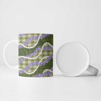 Green Hawaii Palaka Honohono Pikake Ceramic Mug Hawaiian Orchid Lei Polynesian Pattern LT14 - Polynesian Pride