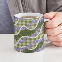 Green Hawaii Palaka Honohono Pikake Ceramic Mug Hawaiian Orchid Lei Polynesian Pattern LT14 - Polynesian Pride