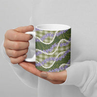 Green Hawaii Palaka Honohono Pikake Ceramic Mug Hawaiian Orchid Lei Polynesian Pattern LT14 - Polynesian Pride