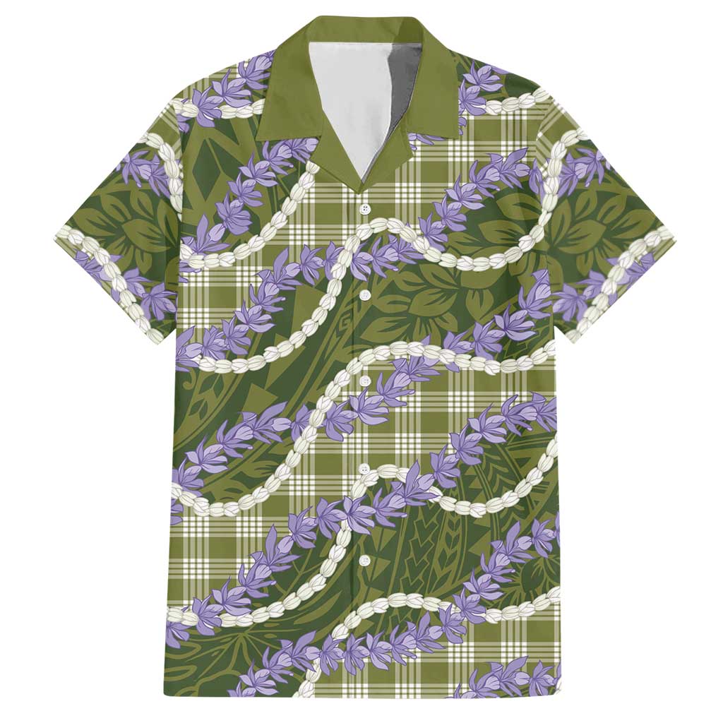 Green Hawaii Palaka Honohono Pikake Hawaiian Shirt Hawaiian Orchid Lei Polynesian Pattern LT14 Green - Polynesian Pride