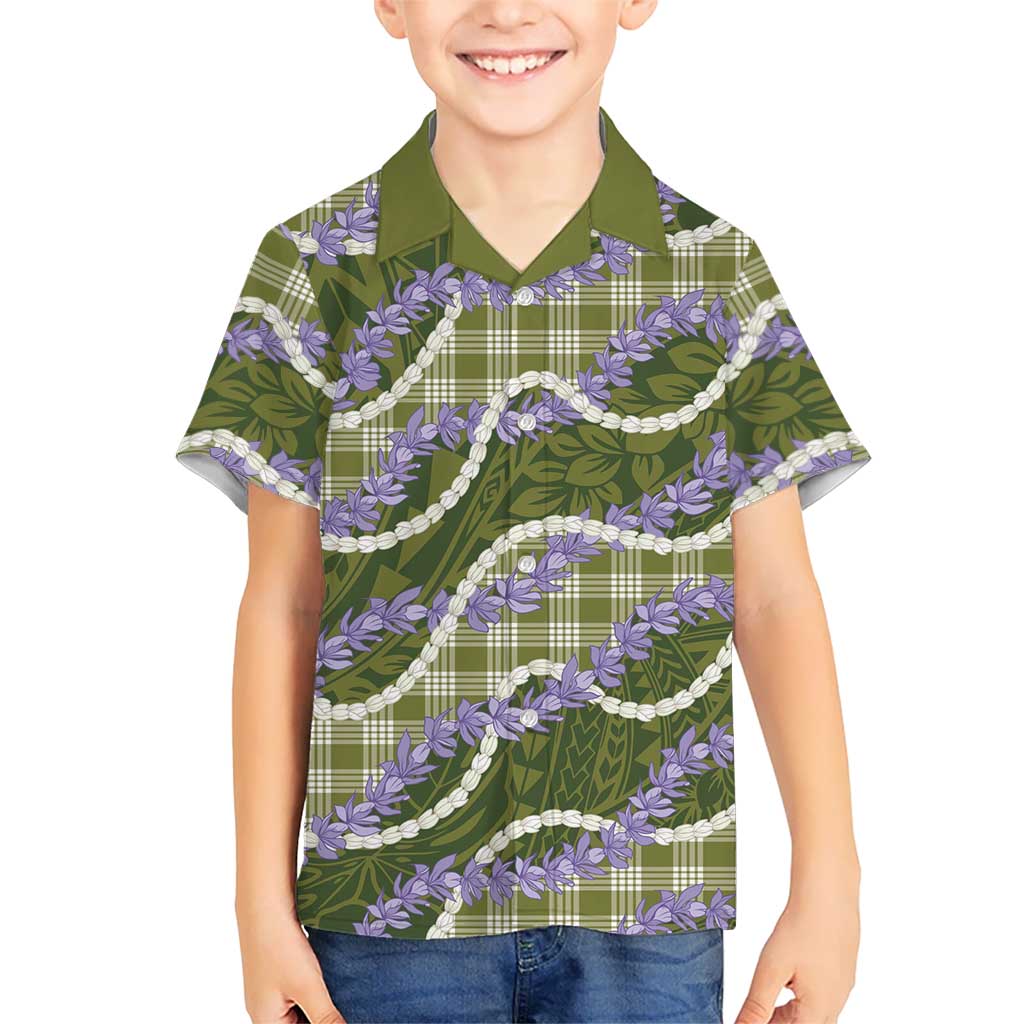 Green Hawaii Palaka Honohono Pikake Hawaiian Shirt Hawaiian Orchid Lei Polynesian Pattern LT14 - Polynesian Pride