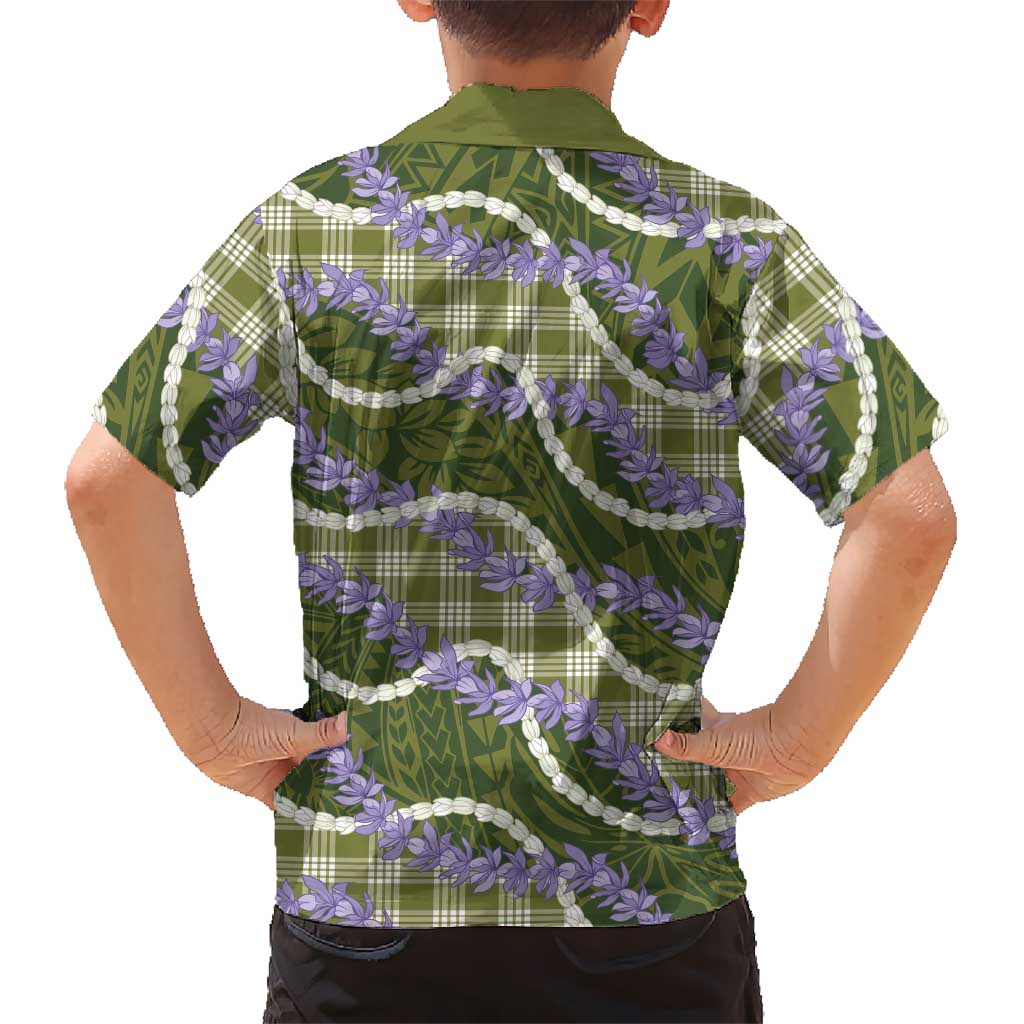 Green Hawaii Palaka Honohono Pikake Hawaiian Shirt Hawaiian Orchid Lei Polynesian Pattern LT14 - Polynesian Pride