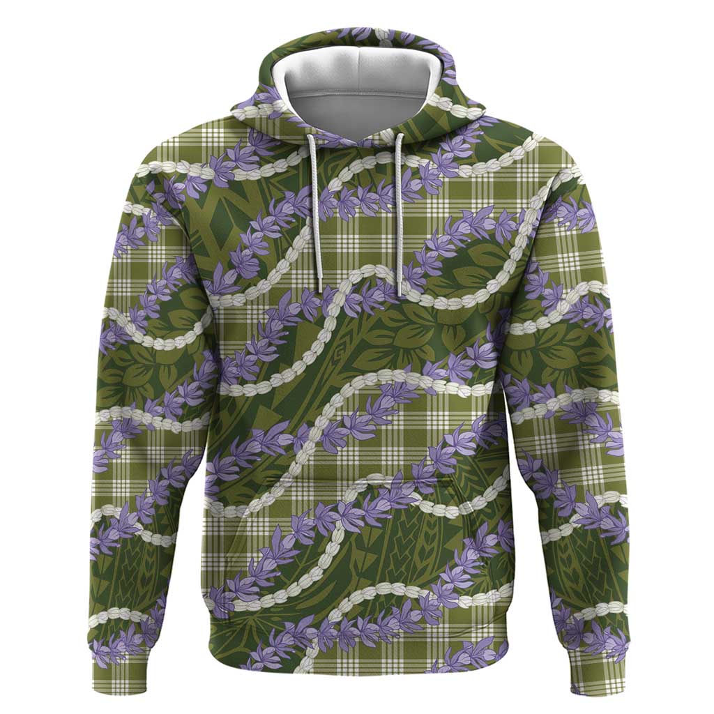 Green Hawaii Palaka - Honohono Pikake Hoodie - Hawaiian Orchid Lei Polynesian Pattern LT14 Pullover Hoodie Green - Polynesian Pride