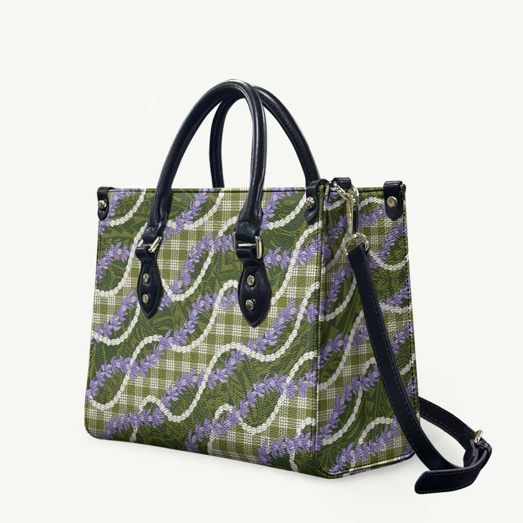 Green Hawaii Palaka Honohono Pikake Leather Bag Hawaiian Orchid Lei Polynesian Pattern LT14 Green - Polynesian Pride