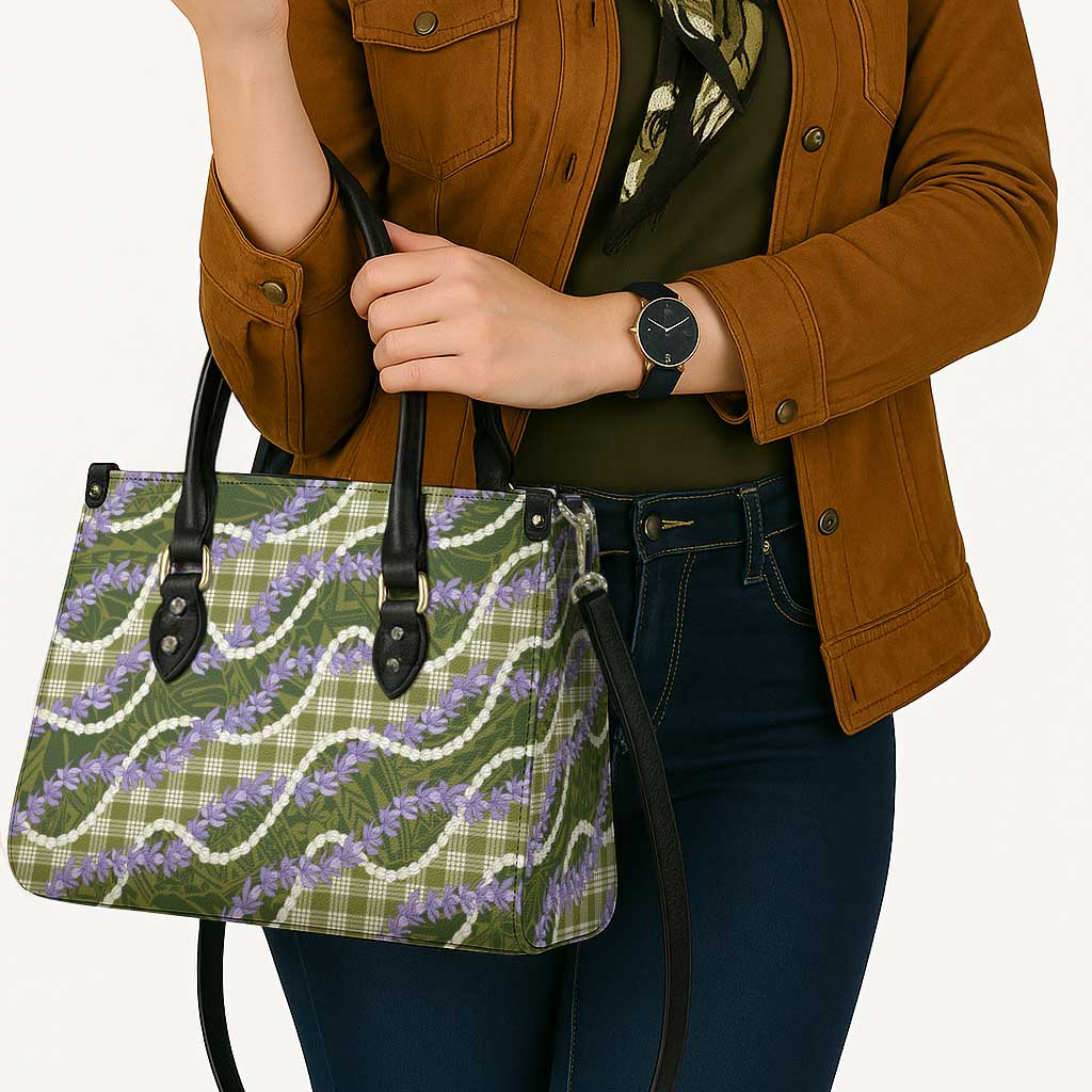 Green Hawaii Palaka Honohono Pikake Leather Bag Hawaiian Orchid Lei Polynesian Pattern LT14 - Polynesian Pride