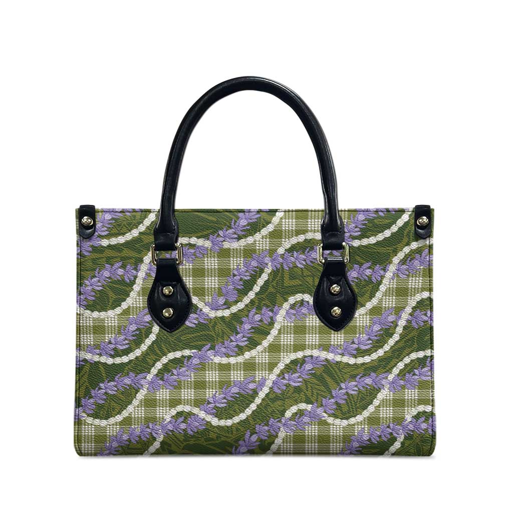 Green Hawaii Palaka Honohono Pikake Leather Bag Hawaiian Orchid Lei Polynesian Pattern LT14 - Polynesian Pride