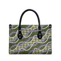 Green Hawaii Palaka Honohono Pikake Leather Bag Hawaiian Orchid Lei Polynesian Pattern LT14 - Polynesian Pride