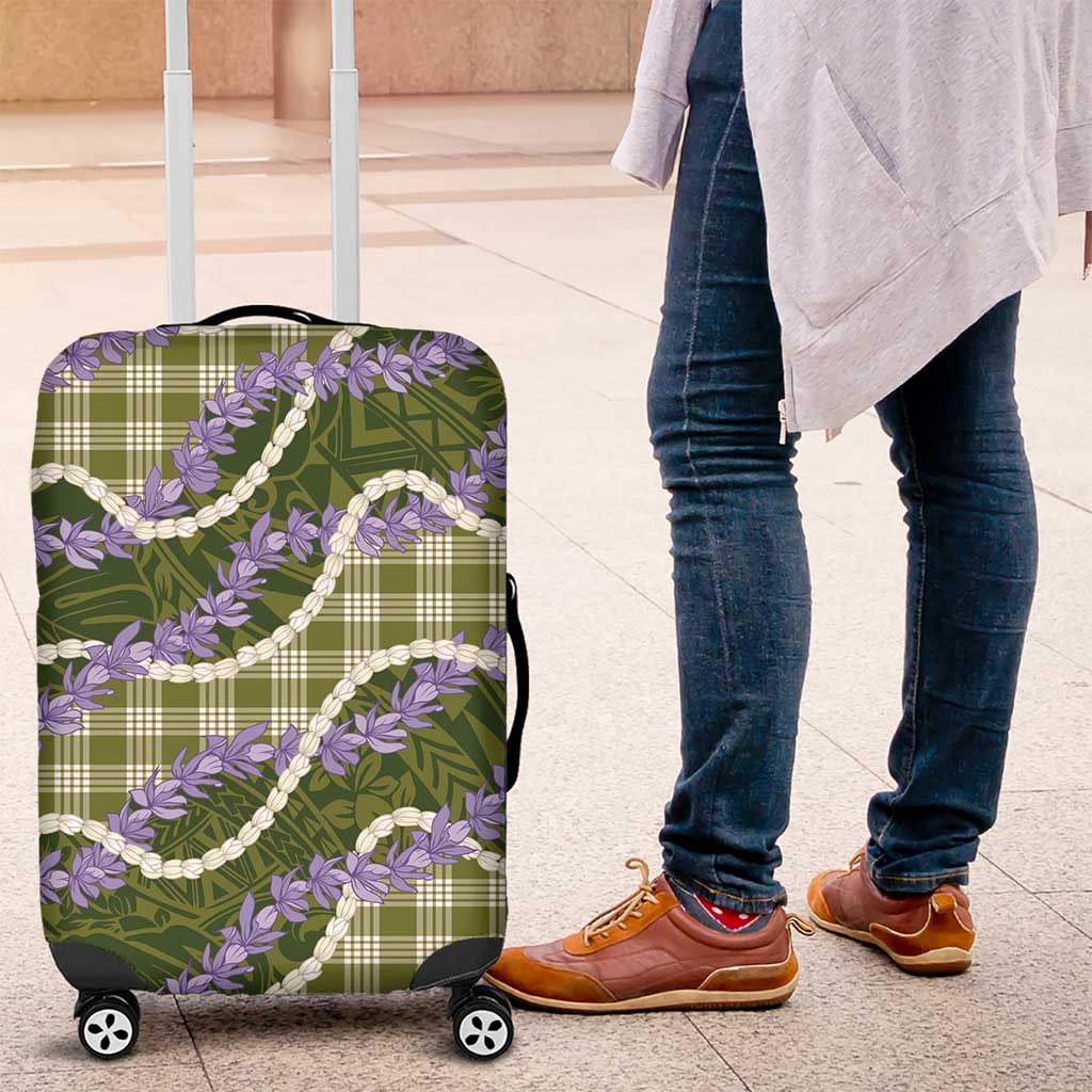 Green Hawaii Palaka Honohono Pikake Luggage Cover Hawaiian Orchid Lei Polynesian Pattern LT14 Green - Polynesian Pride