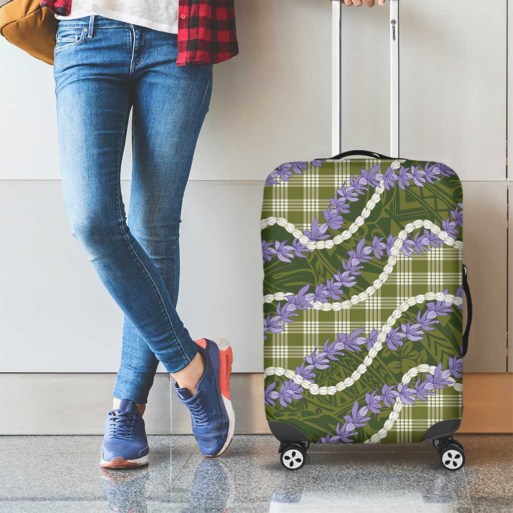 Green Hawaii Palaka Honohono Pikake Luggage Cover Hawaiian Orchid Lei Polynesian Pattern LT14 - Polynesian Pride