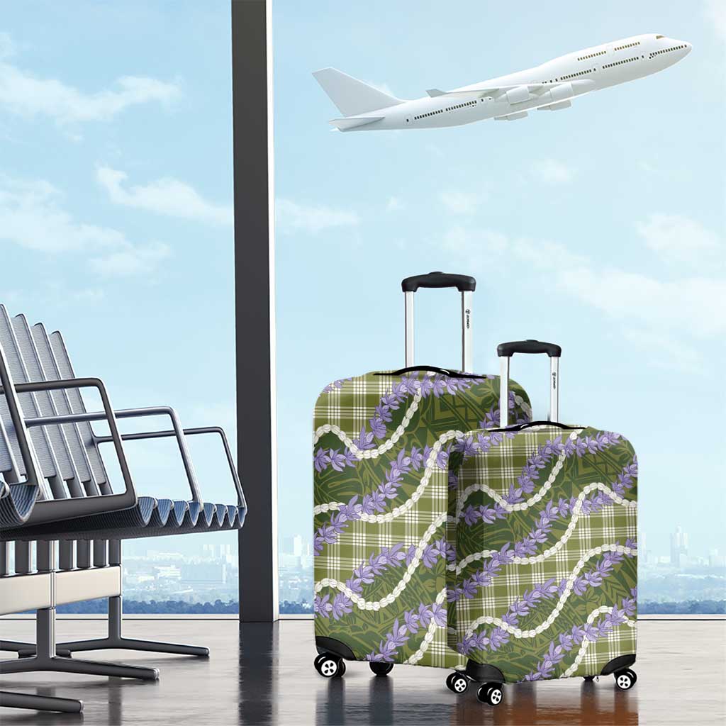 Green Hawaii Palaka Honohono Pikake Luggage Cover Hawaiian Orchid Lei Polynesian Pattern LT14 - Polynesian Pride