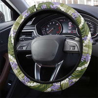 Green Hawaii Palaka Honohono Pikake Steering Wheel Cover Hawaiian Orchid Lei Polynesian Pattern LT14 - Polynesian Pride
