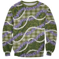 Green Hawaii Palaka Honohono Pikake Sweatshirt Hawaiian Orchid Lei Polynesian Pattern LT14 Unisex Green - Polynesian Pride