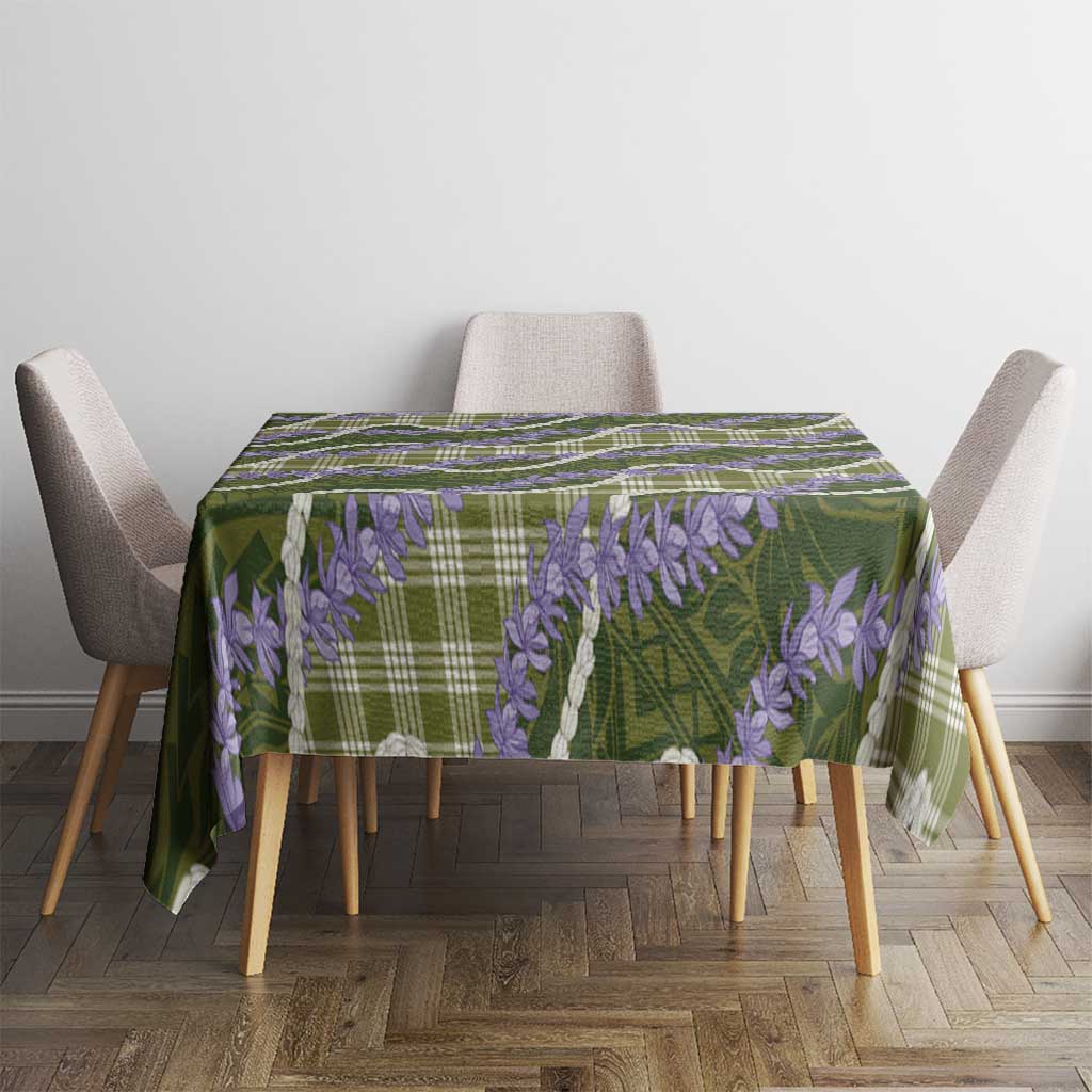 Green Hawaii Palaka Honohono Pikake Tablecloth Hawaiian Orchid Lei Polynesian Pattern LT14 - Polynesian Pride