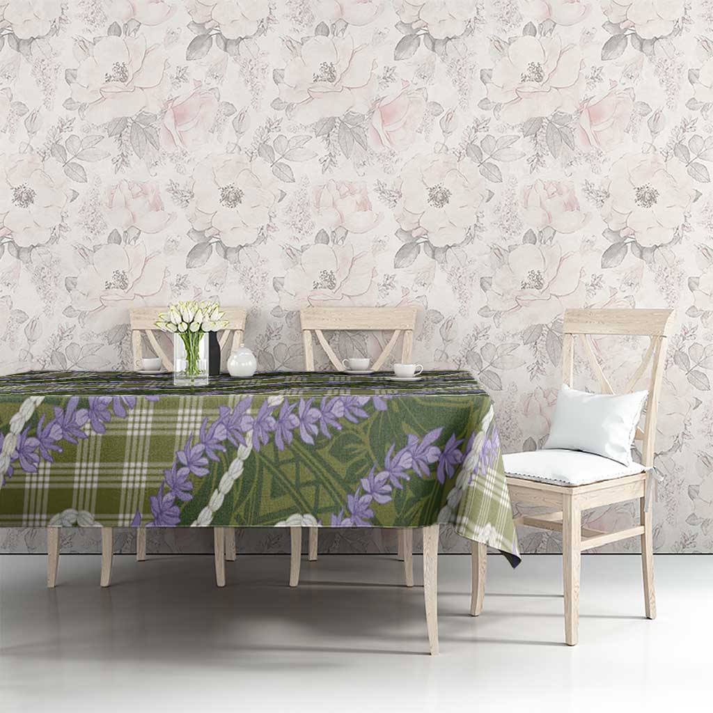 Green Hawaii Palaka Honohono Pikake Tablecloth Hawaiian Orchid Lei Polynesian Pattern LT14 - Polynesian Pride