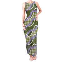 Green Hawaii Palaka Honohono Pikake Tank Maxi Dress Hawaiian Orchid Lei Polynesian Pattern LT14 Women Green - Polynesian Pride