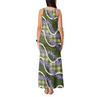 Green Hawaii Palaka Honohono Pikake Tank Maxi Dress Hawaiian Orchid Lei Polynesian Pattern LT14 - Polynesian Pride
