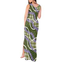 Green Hawaii Palaka Honohono Pikake Tank Maxi Dress Hawaiian Orchid Lei Polynesian Pattern LT14 - Polynesian Pride