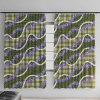 Green Hawaii Palaka Honohono Pikake Window Curtain Hawaiian Orchid Lei Polynesian Pattern LT14 With Hooks Green - Polynesian Pride