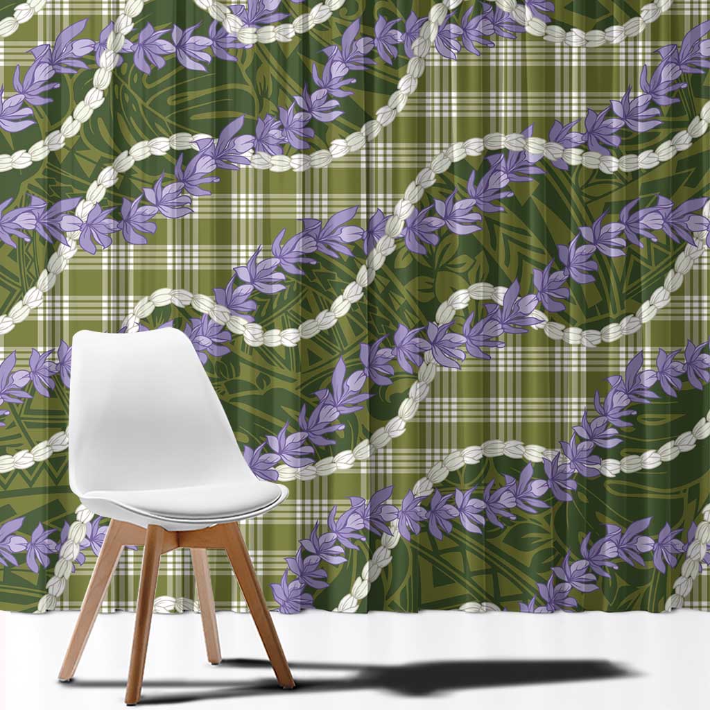 Green Hawaii Palaka Honohono Pikake Window Curtain Hawaiian Orchid Lei Polynesian Pattern LT14 - Polynesian Pride
