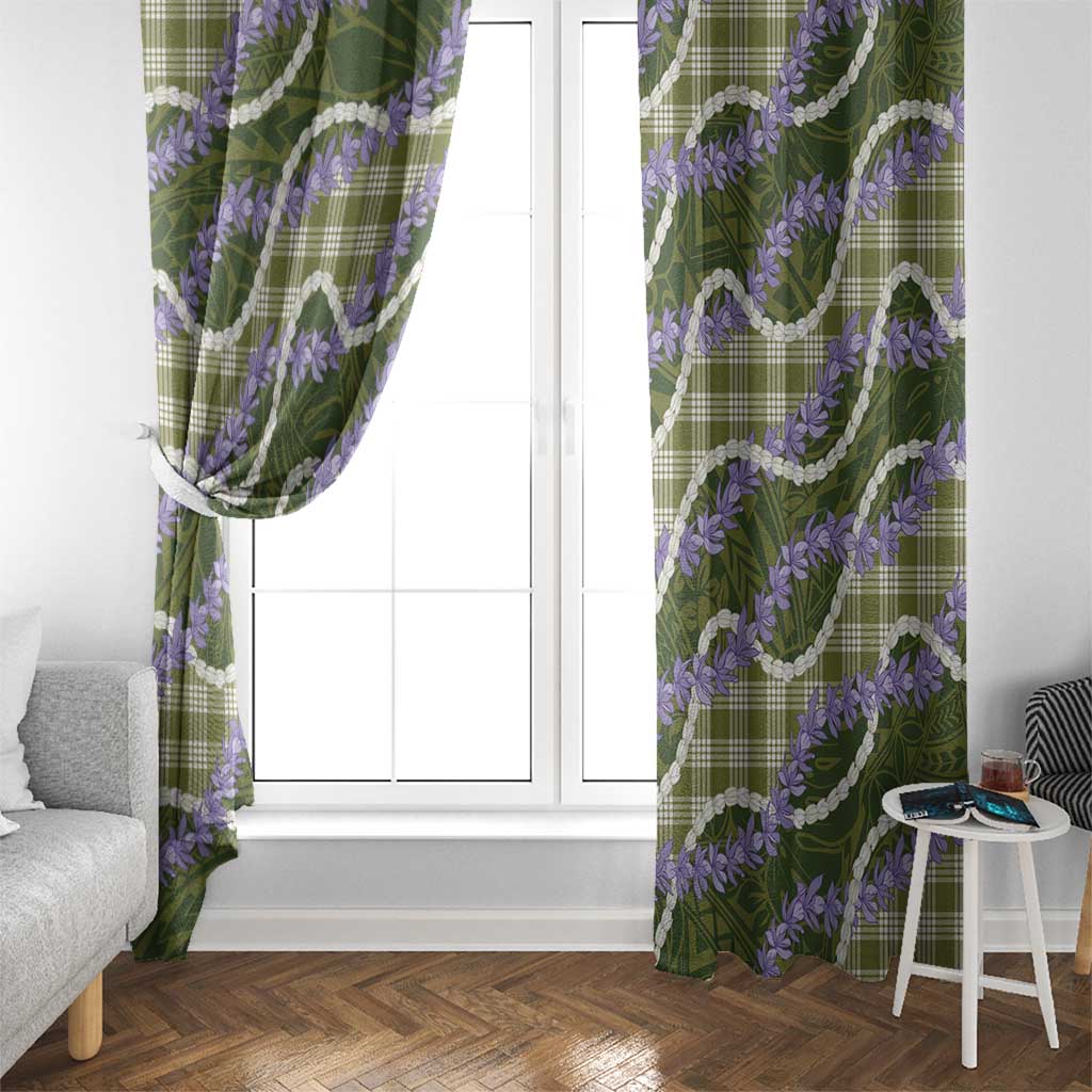 Green Hawaii Palaka Honohono Pikake Window Curtain Hawaiian Orchid Lei Polynesian Pattern LT14 - Polynesian Pride