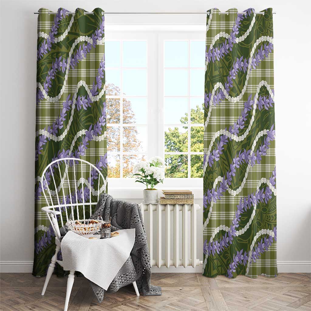 Green Hawaii Palaka Honohono Pikake Window Curtain Hawaiian Orchid Lei Polynesian Pattern LT14 - Polynesian Pride
