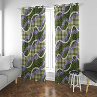 Green Hawaii Palaka Honohono Pikake Window Curtain Hawaiian Orchid Lei Polynesian Pattern LT14 With Grommets Green - Polynesian Pride